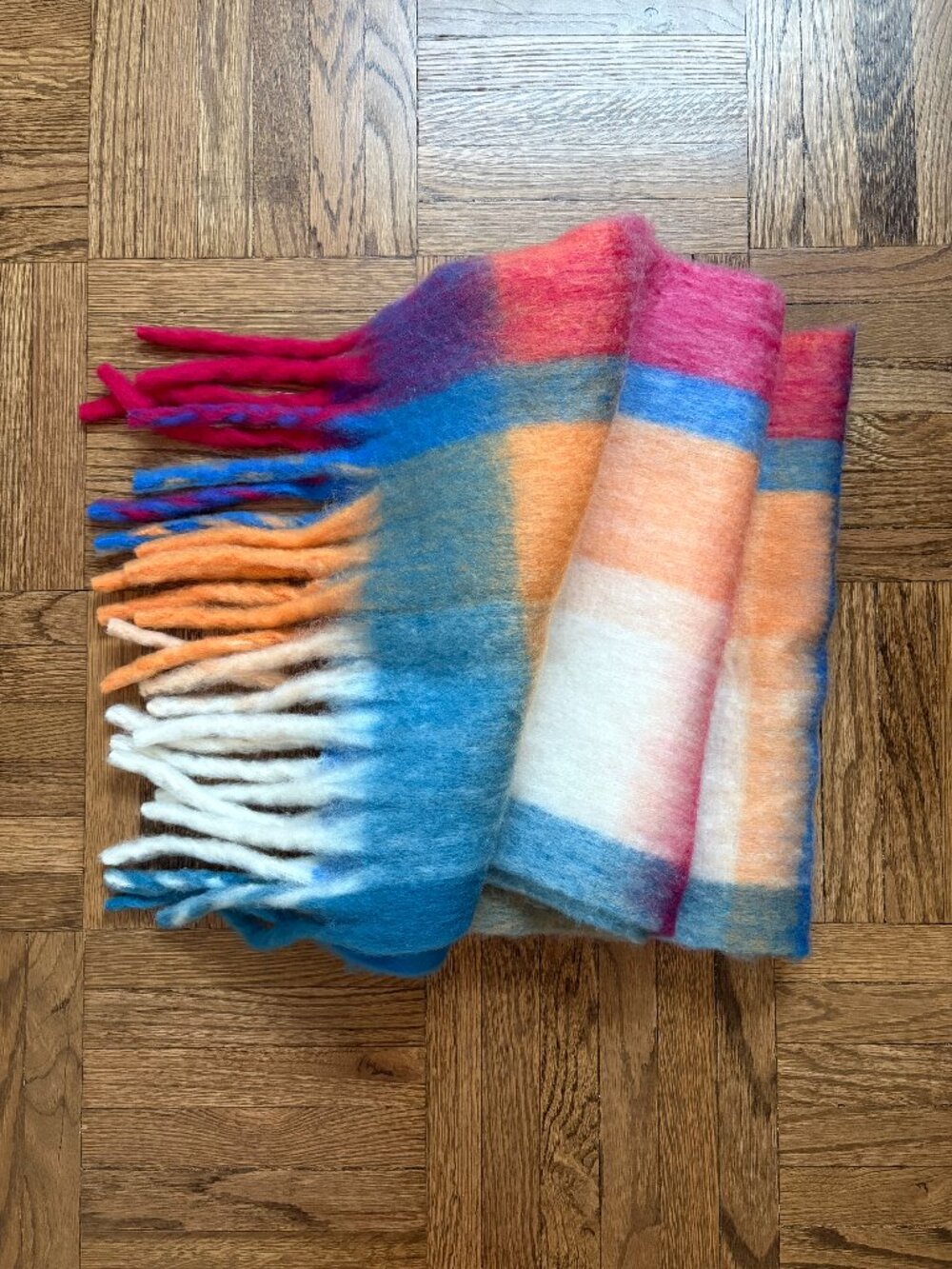 Giant Fuzzy Plaid Scarf - NWOT